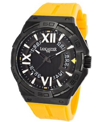 Acquascope Tempo Black Textured Dial Yellow Silicone