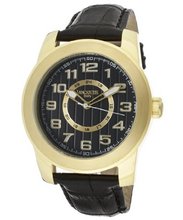 Black Textured Dial Black Genuine Leather