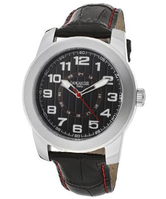 Black Textured Dial Black Genuine Leather