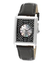 Black With Black MOP Dial & White Swarovski Crystal Black Genuine Leather