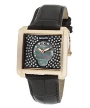 Black With Black MOP Dial & White Swarovski Crystal Black Genuine Leather