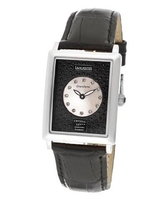 Black With White MOP Dial & White Swarovski Crystal Black Genuine Leather