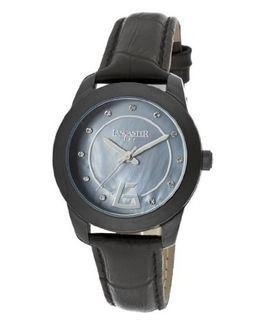 Blue Mother Of Pearl Dial Black Genuine Leather