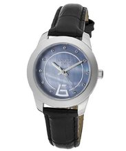 Blue Mother Of Pearl Dial Black Genuine Leather