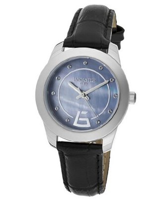Blue Mother Of Pearl Dial Black Genuine Leather