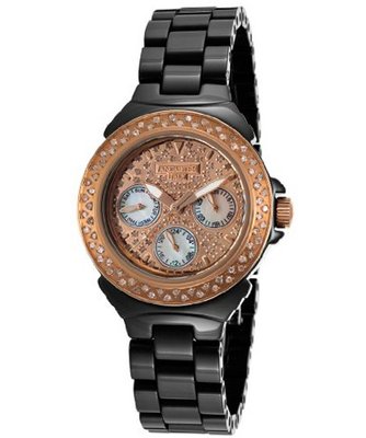 Ceramik Rose Gold Tone & Diamond Pave Dial Black Ceramic