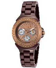 Ceramik Rose Gold Tone & Diamond Pave Dial Maroon Ceramic