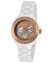 Ceramik Rose Gold Tone & Diamond Pave Dial White Ceramic