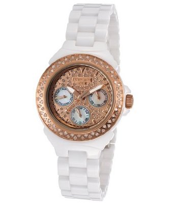 Ceramik Rose Gold Tone & Diamond Pave Dial White Ceramic