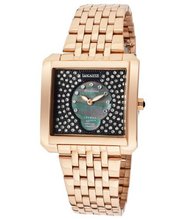 GranDame White Swarovski Crystal Black MOP Rose Gold IP Stainless Steel