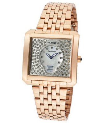 GranDame White Swarovski Crystal White MOP Rose Gold IP Stainless Steel