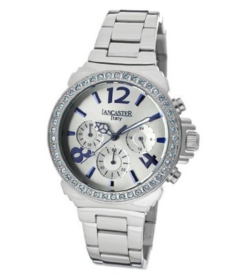 Lancaster Italy OLA0633MB-Z-SS-BN-CL Silver Steel Bracelet & Case Mineral Quartz