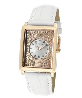 Rose Gold Tone With White MOP Dial & White Swarovski Crystal White Genuine Leather