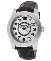 Silver Textured Dial Black Genuine Leather