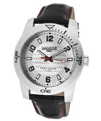 Silver Textured Dial Black Genuine Leather