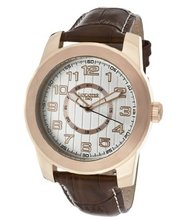 Silver Textured Dial Brown Genuine Leather
