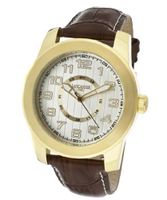 Silver Textured Dial Brown Genuine Leather