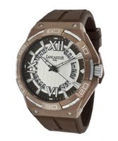 Silver Textured With Brown Border Dial Brown Rubber