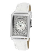 Silver With White MOP Dial & White Swarovski Crystal White Genuine Leather