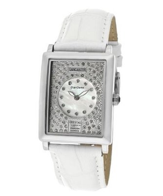 Silver With White MOP Dial & White Swarovski Crystal White Genuine Leather