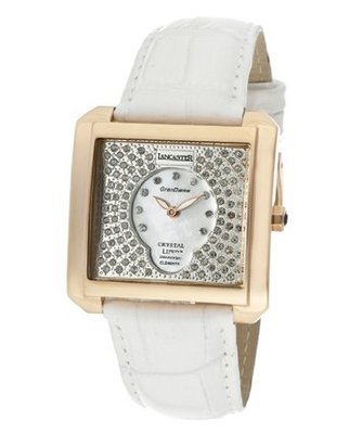 Silver With White MOP Dial & White Swarovski Crystal White Genuine Leather
