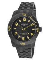 uLancaster Italy Black Textured Dial Black Ion Plated Stainless Steel 