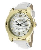uLancaster Italy Silver Textured Dial White Genuine Leather 