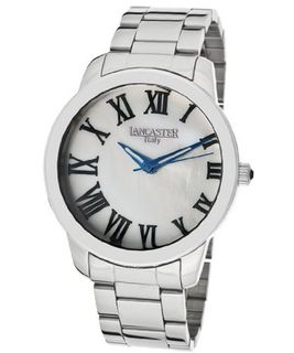 uLancaster Italy White Mother Of Pearl Dial Stainless Steel 