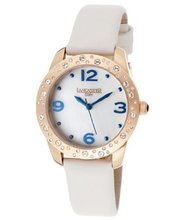White Mother Of Pearl Dial White Silk/Genuine Leather