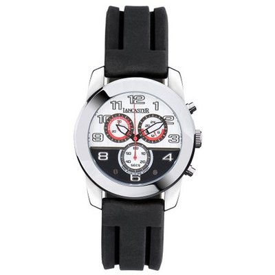 Lancaster Non Plus Ultra OLA0464SLRSNR 46 Stainless Steel Case Black Silicone Mineral Quartz