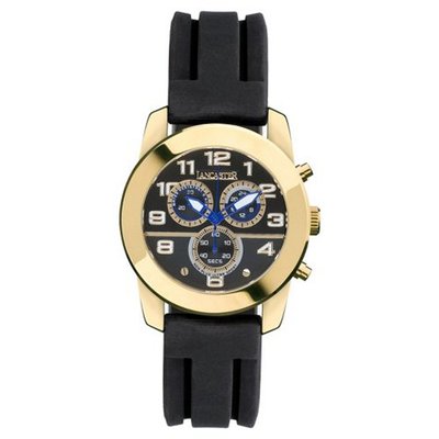Lancaster Non Plus Ultra OLA0465NRYGNR 46 Gold Tone Case Black Silicone Mineral Quartz
