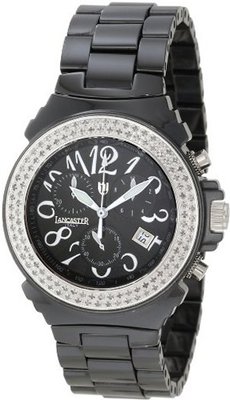 Lancaster OLA0285NR-NR Diamond Accented Chronograph Black Dial Black Ceramic