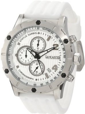 Lancaster OLA0371BN Silver Textured Dial White Silicone