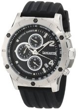 Lancaster OLA0371NR Chronograph Black Textured Dial Black Silicone