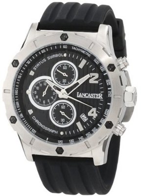 Lancaster OLA0371NR Chronograph Black Textured Dial Black Silicone