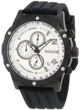Lancaster OLA0372BN Chronograph Silver Textured Dial Black Silicone