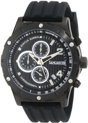 Lancaster OLA0372NR Chronograph Black Textured Dial Black Silicone