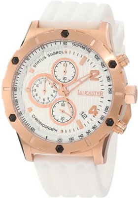 Lancaster OLA0373BN Chronograph Silver Textured Dial White Silicone