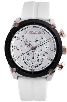 Lancaster OLA0381BN Top Up Time Chronograph White Dial Silicone