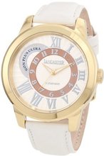 Lancaster OLA0445SL-YG-BN Non Plus Ultra Silver Textured Dial White Leather
