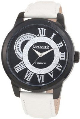 Lancaster OLA0446NR-SL-BN Non Plus Ultra Black Textured Dial White Leather