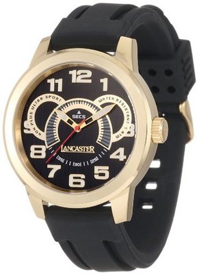 Lancaster OLA0457NR-YG-NR Non Plus Ultra Black Textured Dial Black Silicone