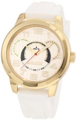 Lancaster OLA0457SL-YG-BN Non Plus Ultra Silver Textured Dial White Silicone