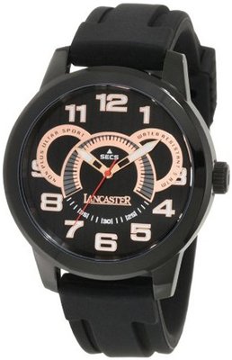 Lancaster OLA0458NR-RG-NR Non Plus Ultra Black Textured Dial Black Silicone