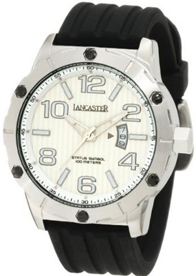 Lancaster OLA0478BN Trendy Off-White Striped Dial Black Silicone