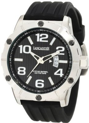 Lancaster OLA0478NR Trendy Black Striped Dial Silicone
