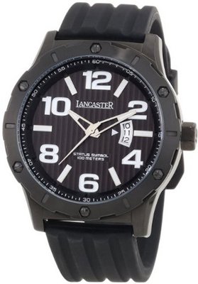 Lancaster OLA0479NR Trendy Black Striped Dial Black Silicone