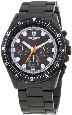 Lancaster OLA0483BKMB-NR-AR Chronograph Black Dial Black Ion-Plated Stainless Steel