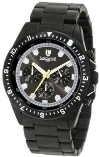 Lancaster OLA0483BKMB-NR-SL Chronograph Black Dial Black Ion-Plated Stainless Steel