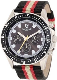 Lancaster OLA0483SSNRBRDCRBRD Chronograph Black Dial Black and Red Striped Fabric